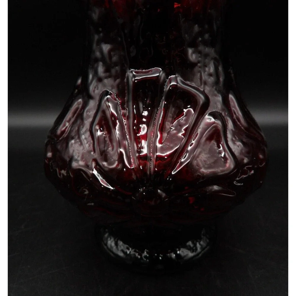 Vintage Anchor Hocking Rainflower Royal Ruby Red Flower Vase